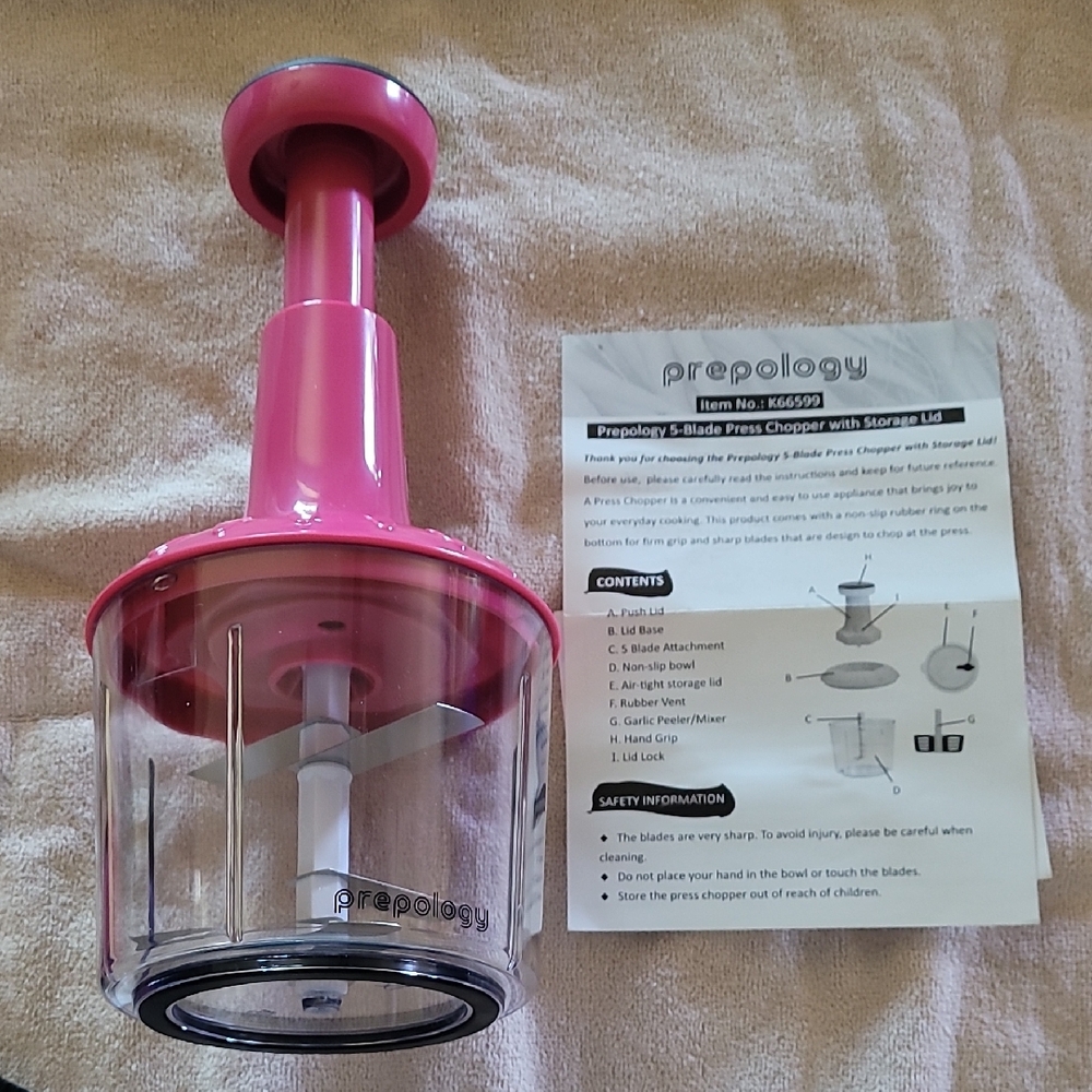 Pink Press Chopper with Storage Lid